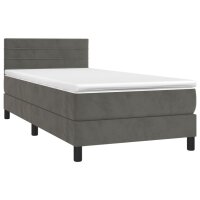 vidaXL Boxspringbett mit Matratze Dunkelgrau 80x200 cm Samt