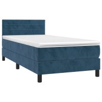 vidaXL Boxspringbett mit Matratze &amp; LED Dunkelblau 80x200 cm Samt