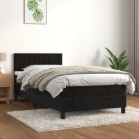 vidaXL Boxspringbett mit Matratze Schwarz 80x200 cm Samt