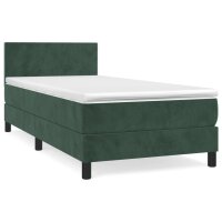 vidaXL Boxspringbett mit Matratze Dunkelgr&uuml;n 80x200 cm Samt