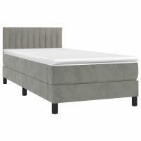 vidaXL Boxspringbett mit Matratze Hellgrau 80x200 cm Samt