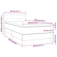 WOWONA Boxspringbett mit Matratze Dunkelblau 80x200 cm Samt