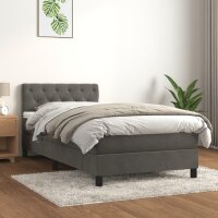 vidaXL Boxspringbett mit Matratze Dunkelgrau 80x200 cm Samt