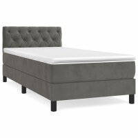 vidaXL Boxspringbett mit Matratze Dunkelgrau 80x200 cm Samt