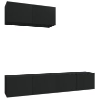 vidaXL 3-tlg. TV-Schrank-Set Schwarz Holzwerkstoff