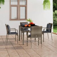 vidaXL Gartenst&uuml;hle mit Kissen 4 Stk. Poly Rattan Grau