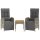 vidaXL 3-tlg. Garten-Lounge-Set mit Kissen Grau Poly Rattan