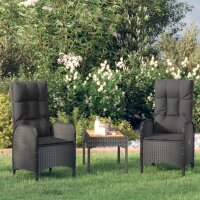 vidaXL 3-tlg. Garten-Lounge-Set mit Kissen Schwarz Poly...