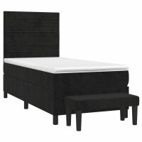 vidaXL Boxspringbett mit Matratze Schwarz 90x200 cm Samt