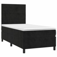 WOWONA Boxspringbett mit Matratze Schwarz 90x200 cm Samt