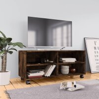 vidaXL TV-Schrank mit Rollen R&auml;uchereiche 90x35x35 cm Holzwerkstoff