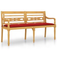 vidaXL Batavia-Bank mit Rotem Kissen 150 cm Massivholz Teak