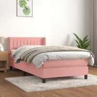 vidaXL Boxspringbett mit Matratze Rosa 80x200 cm Samt