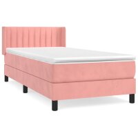 vidaXL Boxspringbett mit Matratze Rosa 80x200 cm Samt