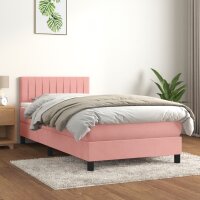 vidaXL Boxspringbett mit Matratze Rosa 80x200 cm Samt