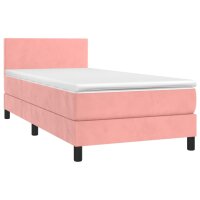 vidaXL Boxspringbett mit Matratze &amp; LED Rosa 80x200 cm Samt