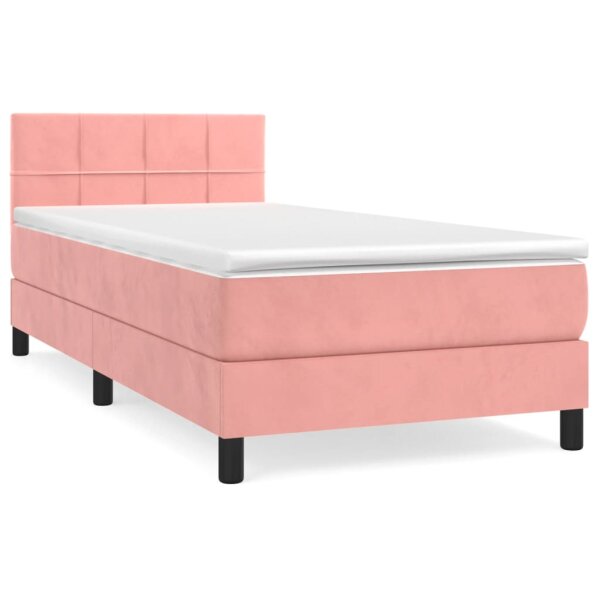 vidaXL Boxspringbett mit Matratze Rosa 80x200 cm Samt