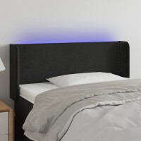 vidaXL LED Kopfteil Schwarz 103x16x78/88 cm Samt