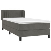 vidaXL Boxspringbett mit Matratze Dunkelgrau 80x200 cm Samt