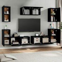 vidaXL 7-tlg. TV-Schrank-Set Schwarz Holzwerkstoff