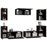 vidaXL 7-tlg. TV-Schrank-Set Schwarz Holzwerkstoff