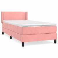 vidaXL Boxspringbett mit Matratze Rosa 100x200 cm Samt