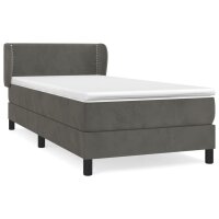 vidaXL Boxspringbett mit Matratze Dunkelgrau 100x200 cm Samt