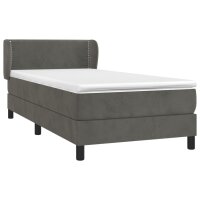 vidaXL Boxspringbett mit Matratze Dunkelgrau 100x200 cm Samt