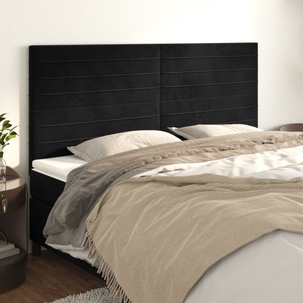 vidaXL Kopfteile 4 Stk. Schwarz 90x5x78/88 cm Samt