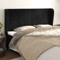 vidaXL Kopfteil mit Ohren Schwarz 183x23x118/128 cm Samt