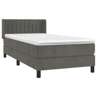 vidaXL Boxspringbett mit Matratze Dunkelgrau 90x190 cm Samt