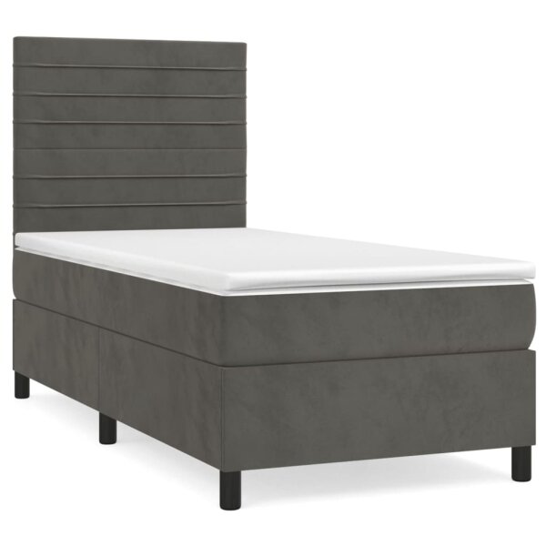 vidaXL Boxspringbett mit Matratze Dunkelgrau 90x200 cm Samt