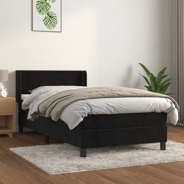 vidaXL Boxspringbett mit Matratze Schwarz 90x190 cm Samt