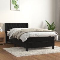 WOWONA Boxspringbett mit Matratze Schwarz 90x190 cm Samt