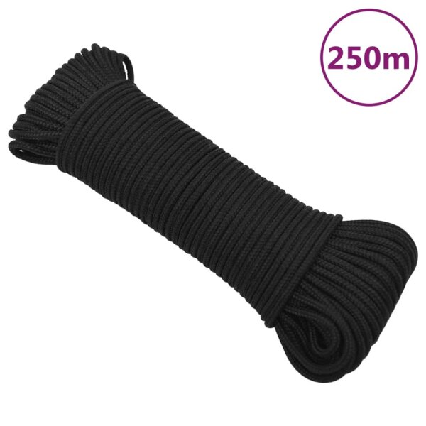 vidaXL Bootsseil Schwarz 4 mm 250 m Polypropylen