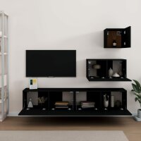 vidaXL 4-tlg. TV-Schrank-Set Schwarz Holzwerkstoff