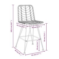 vidaXL Barhocker 2 Stk. 45x56x103,5 cm PE-Rattan und Stahl