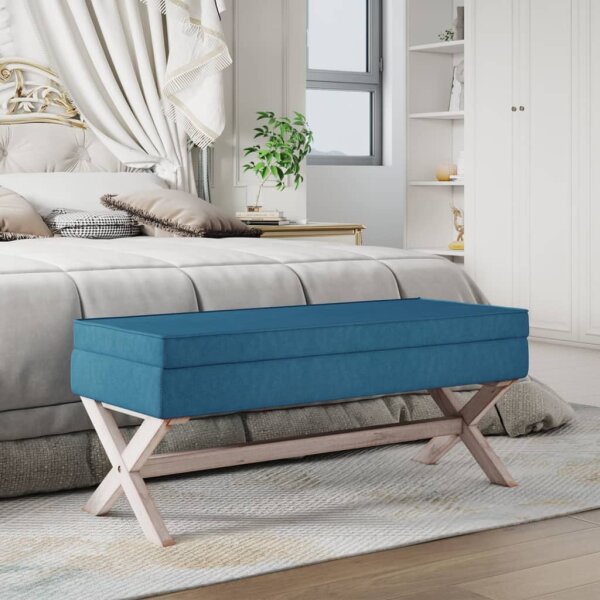 vidaXL Hocker mit Stauraum Blau 110x45x49 cm Samt