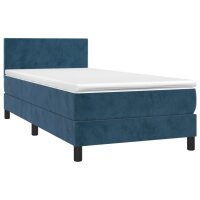 vidaXL Boxspringbett mit Matratze Dunkelblau 80x200 cm Samt