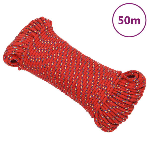 vidaXL Bootsseil Rot 3 mm 50 m Polypropylen