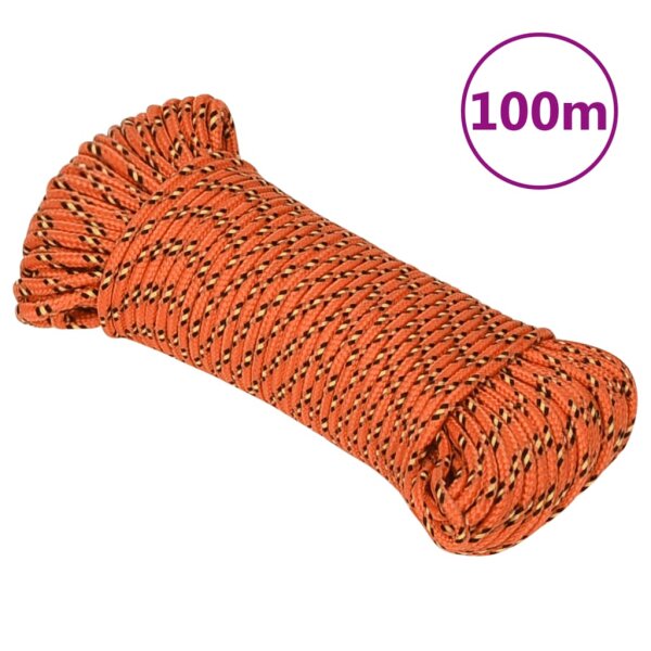 vidaXL Bootsseil Orange 3 mm 100 m Polypropylen