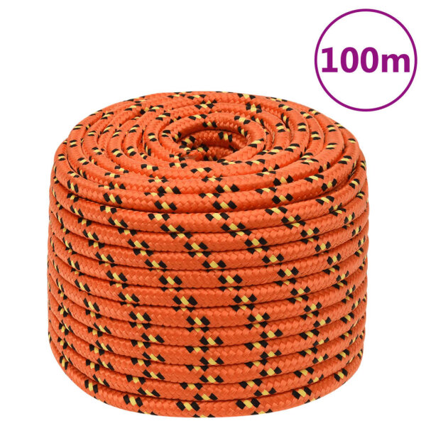 vidaXL Bootsseil Orange 14 mm 100 m Polypropylen