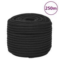 vidaXL Bootsseil Schwarz 12 mm 250 m Polypropylen