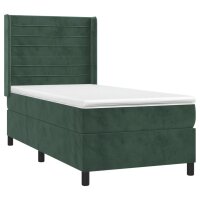 vidaXL Boxspringbett mit Matratze Dunkelgr&uuml;n 90x200 cm Samt