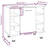 vidaXL Badschrank Braun Eichen-Optik 60x32x53,5 cm Holzwerkstoff