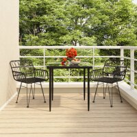 vidaXL 3-tlg. Garten-Essgruppe Schwarz Poly Rattan