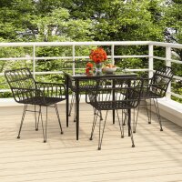 vidaXL 5-tlg. Garten-Essgruppe Schwarz Poly Rattan