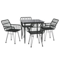 vidaXL 5-tlg. Garten-Essgruppe Schwarz Poly Rattan