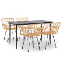 vidaXL 5-tlg. Garten-Essgruppe Poly Rattan