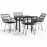 vidaXL 5-tlg. Garten-Essgruppe Schwarz Poly Rattan